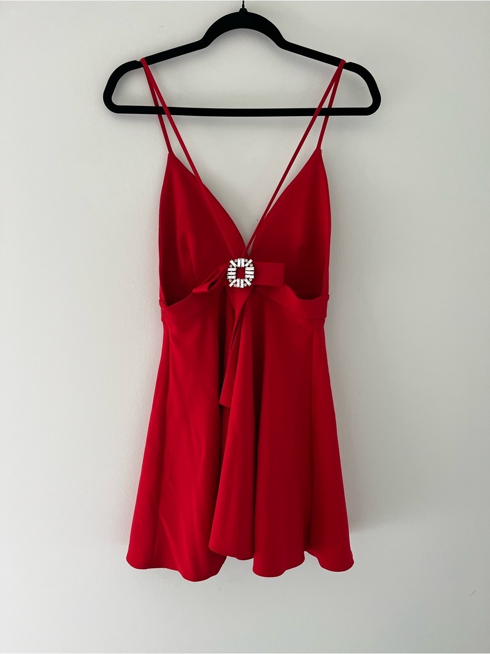 Zara Red Mini Dress Rhinestone Detail Size Small - Picture 5 of 7